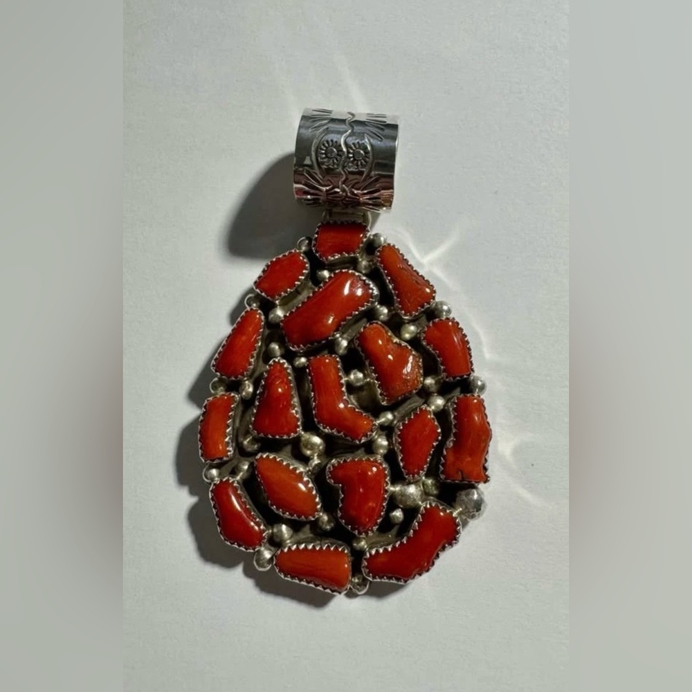 Navajo Artist Kenneth Jones Natural Branch Coral Pendant